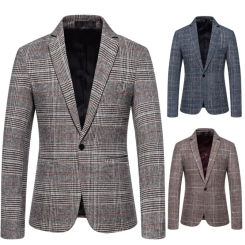 2024 Autumn/Winter New British Style Men's Fashion Plaid Suit One Button Business Casual Trend Suit Coat