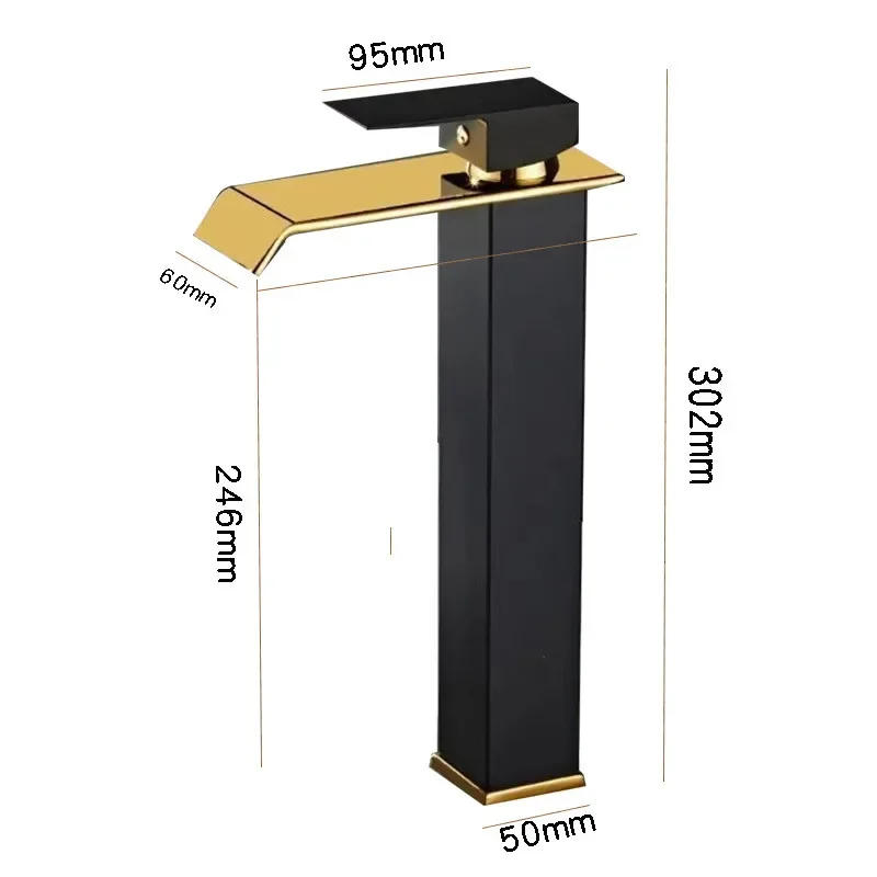 Description Picture 5 of itemGold and white Bathroom Faucet Waterfall Basin Bathroom Basin Mixer Tap Hot and Cold Sink faucet