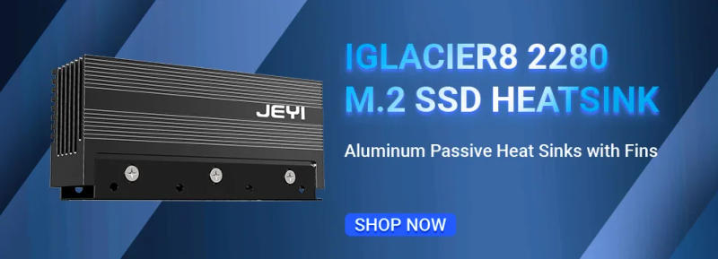 Description Picture 3 of itemJEYI VolleyStar PCIE To NVMe Adapter With Aluminum Alloy Heatsink, M.2 RGB PCIe 4.0 Card With 1/2U Low Standard Profile Bracket