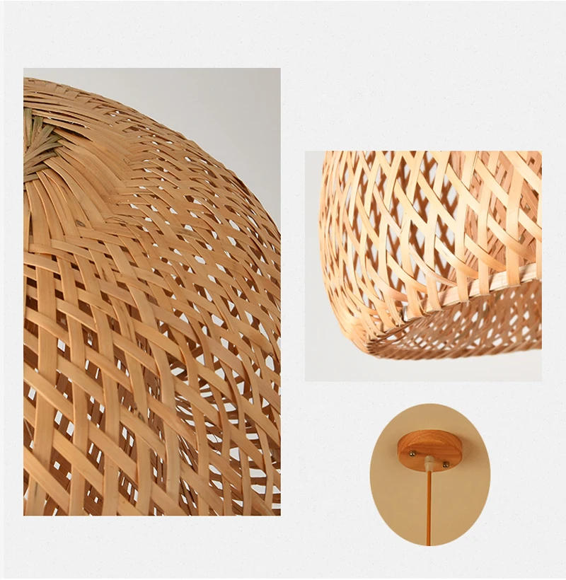 Description Picture 6 of itemBamboo Hanging Lamp Pendant Ceiling Light Rattan Wicker Lustre Hand Knit Braiding Suspended Home Dining люстра потолочная
