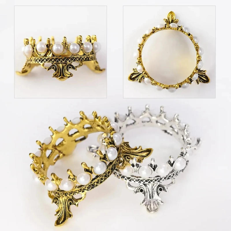 Description Picture 4 of item1Pcs Retro Metal Nail Brush Pen Rack Stand Holder Crown Pearl Design Manicure Nail Art Tools Painting Pen Showing Shelf