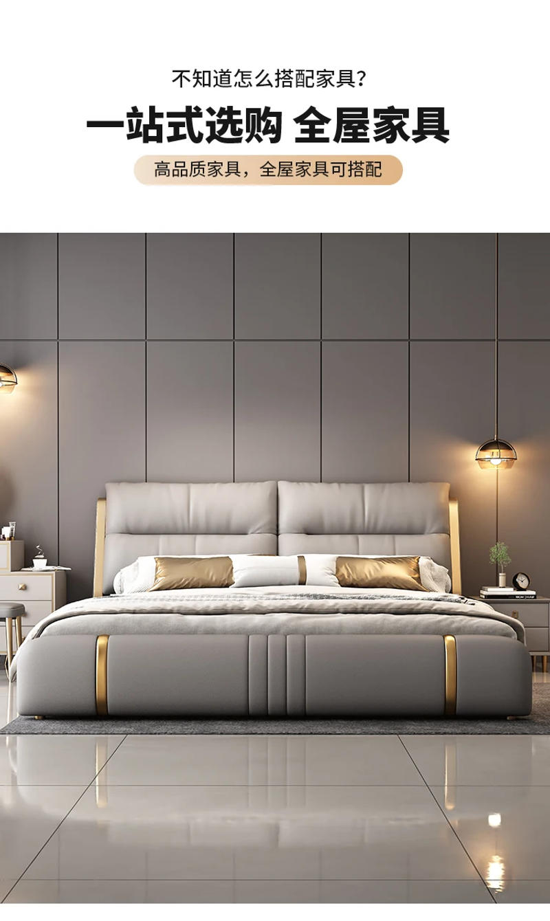 Description Picture 6 of itemPretty Elegant King Size Bed Modern Storage Italian Villa Bed Headboards Comferter Camas Bedroom Set