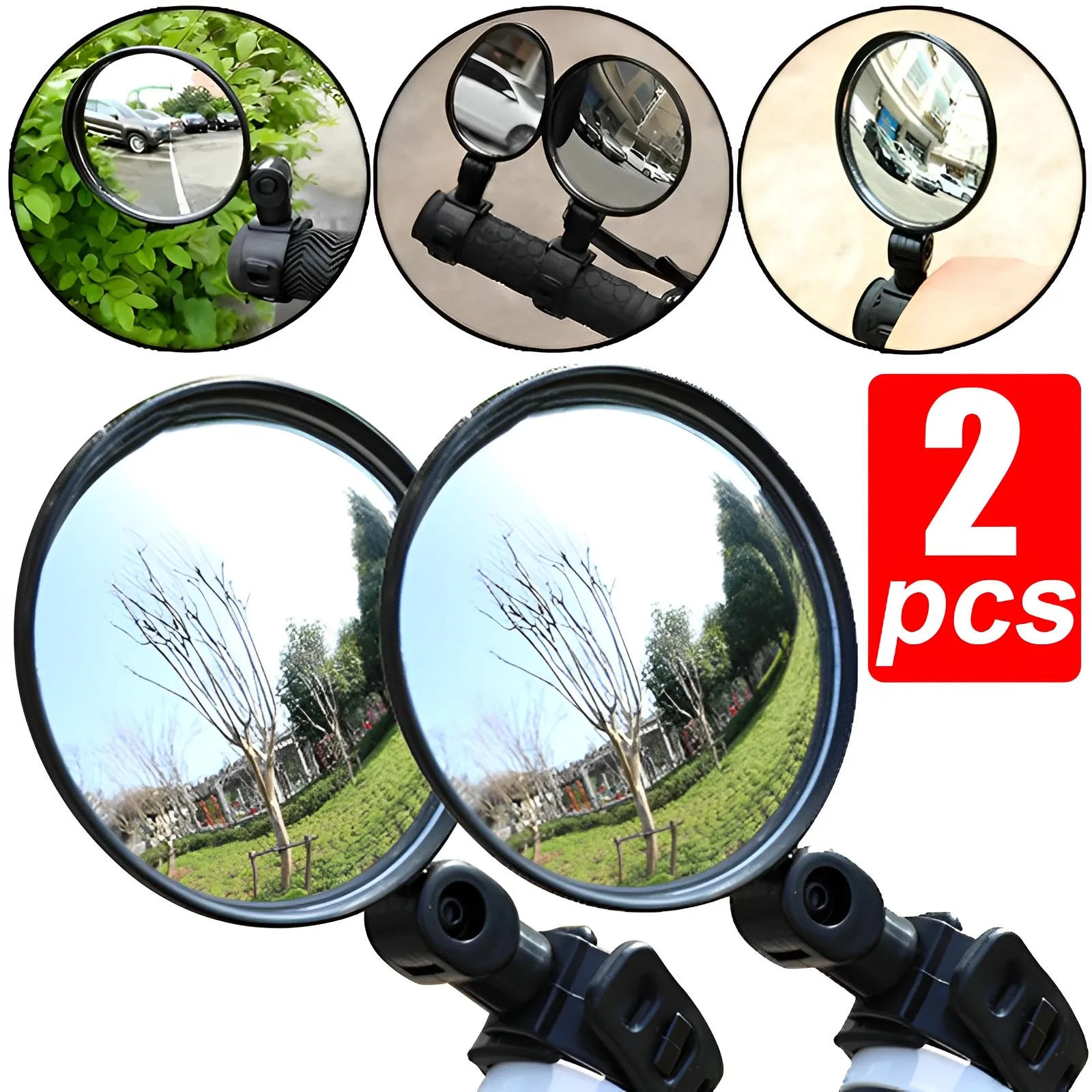 Description Picture 2 of itemBicycle Rearview Mirror Handlebar Mount 360 Rotation Adjustable Bike Wide Angle Modified Convex Mirrors Reflector Accessories