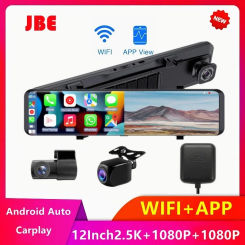 3 Camera Recording Android Auto Carplay Wireless Connection 2.5K Recording Wifi Mirror Car DVRs 12Inch Touch Screen Car Dash Cam