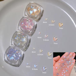 30pcs/box Kawaii Glitter Powder Heart Nail Art Decorations 3D Resin Rhinestones Charms Cartoon Crystal Accessories Manicure DIY