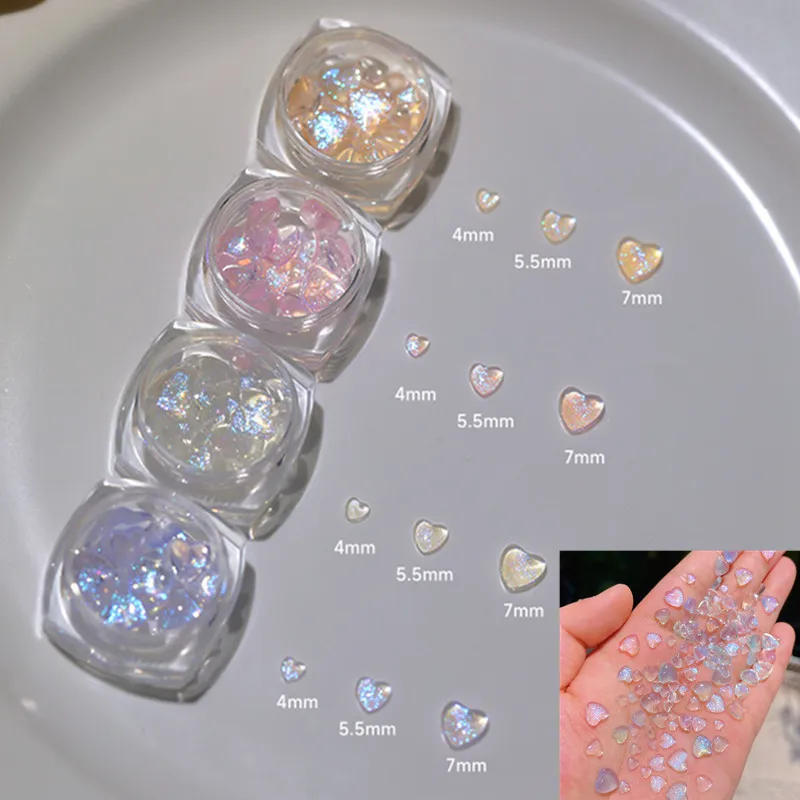 Description Picture 2 of item30pcs/box Kawaii Glitter Powder Heart Nail Art Decorations 3D Resin Rhinestones Charms Cartoon Crystal Accessories Manicure DIY