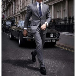 Men Suits Dark Grey Notch Lapel Slim Fit Casual 2 Piece Jacket Pants Flat Front Formal Wedding Business Male Clothing Luxury Set