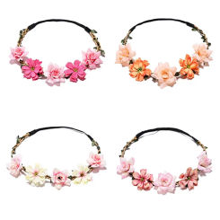 Five Flowers Bride Wedding Girl Hair Ring Wreath Garland Hair Accessories