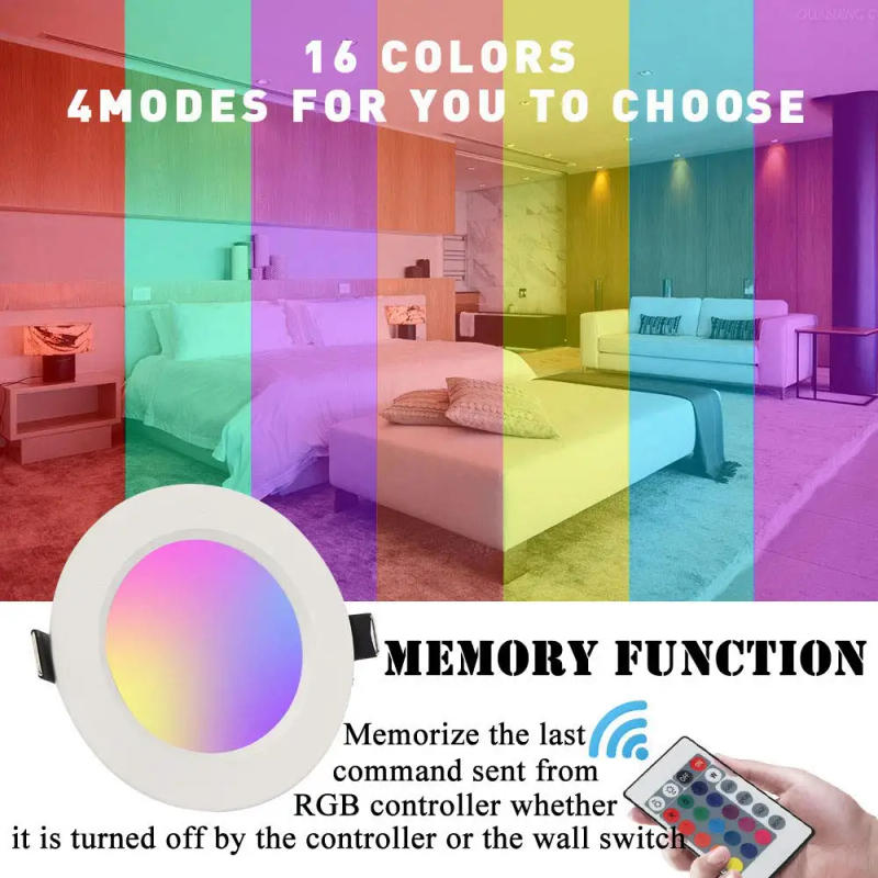 Description Picture 2 of item10W RGB Ceiling Lamp 85-265V 7Colors Change Romote Control Downlight for Indoor Lighting