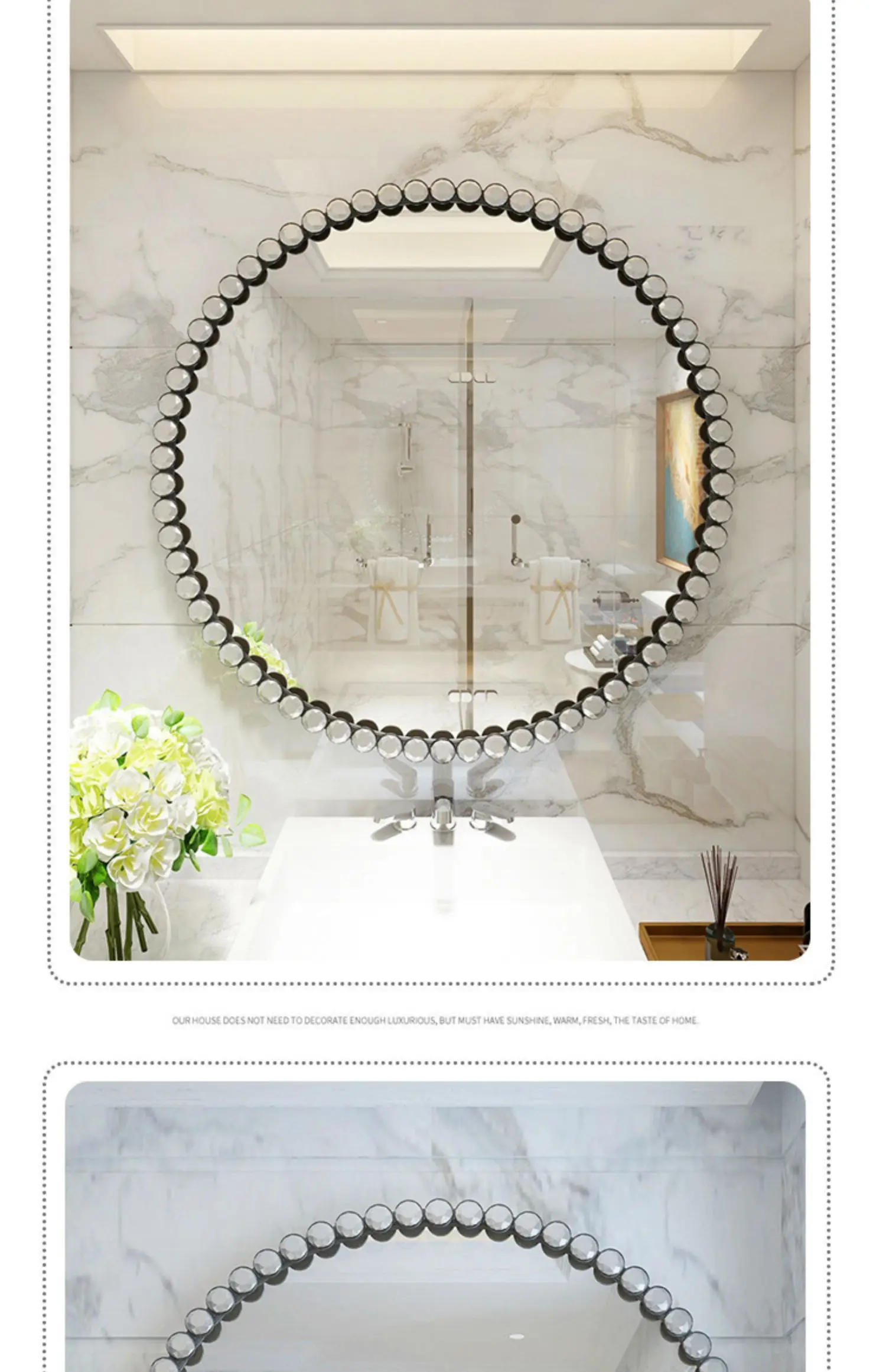 Description Picture 3 of itemNordic round bathroom mirror toilet sink makeup toilet mirror wall mounted dressing minimalist decorative