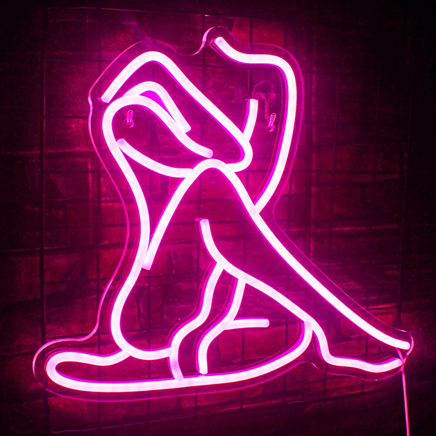 Description Picture 5 of itemPink Lady Neon Signs Sexy Sitting Naked Woman LED Lights Dimmable Wall Light Up Sign Wedding Party Bar Bedroom Room Decor Gift