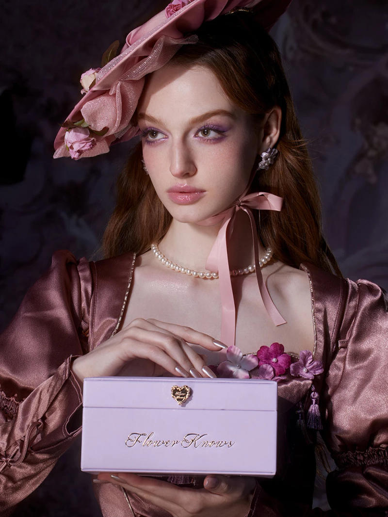 Description Picture 5 of itemFlower Knows Strawberry Rococo All-In-One Makeup Palette Gift Set Lip Cream Embossed Blush Hand Mirror Travel Kit