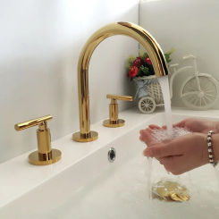 Bathroom Gold widespread faucet black Tap luxury Basin Mixer Hot And Cold shower room sink Faucet