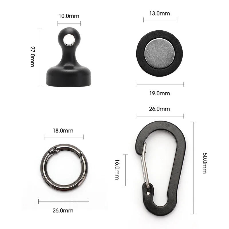 Description Picture 5 of itemPortable Steel Fishing MRC Strong Magnetic Quick Release Clips Net Holder with Fishing Coil Lanyard Aluminum Carabiner