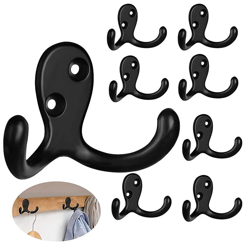 Description Picture 5 of itemCoat Hooks Wall Mounted, Dual Prong Wall Hook, Matte Finish Towel Hook Robe Hook, Double Hooks For Coats, Keys
