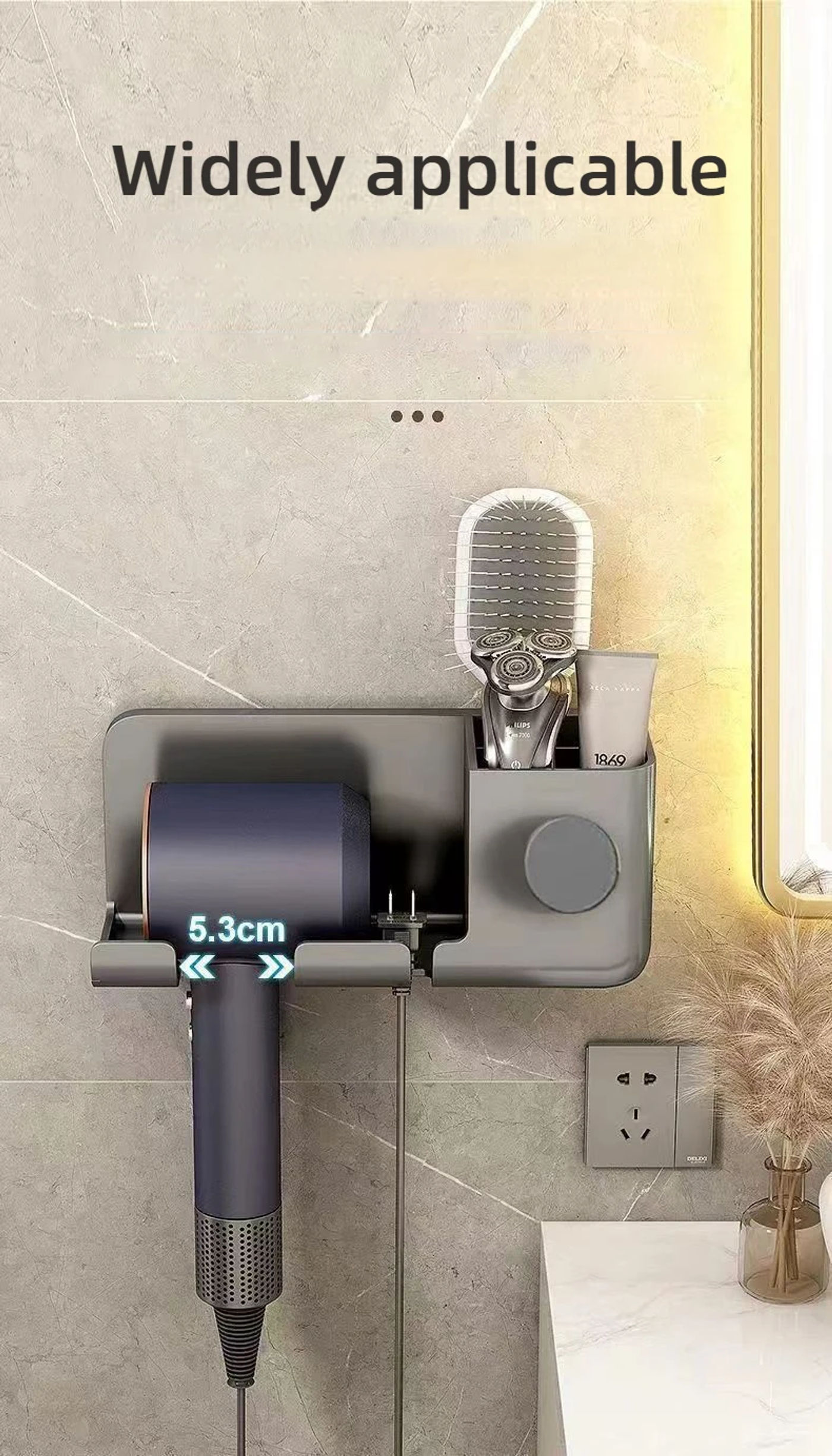 Description Picture 4 of itemWall-mounted punch-free toilet hair dryer rack bathroom hair dryer storage rack hair dryer bracket bathroom accessories ﻿