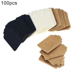 100Pcs 5x3cm Wavy Edge Kraft Paper Hanging Tag Jewelry Garment Price Packaging Labels Gift Cards DIY Wedding Party Decoration