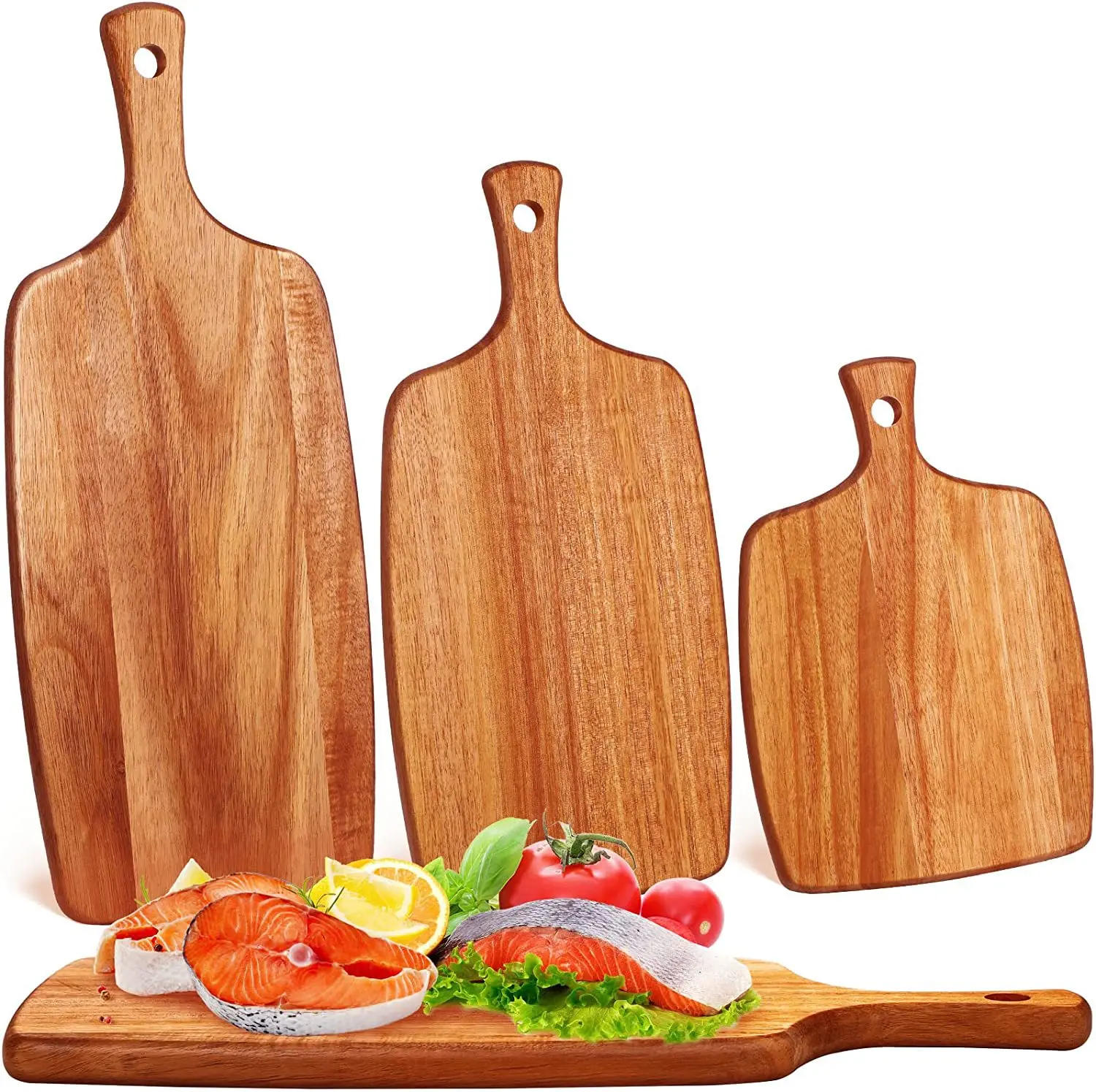 Description Picture 2 of itemSolid Wood Chopping Blocks Cutting Board Kitchen Fruit Deli Board Portable Cheese Boards for Home Outdoor Camping Picnic