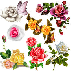 Three Ratels QCF186 Color rose bouquet PVC waterproof toilet decal household appliances concealer self-adhesive wall sticker
