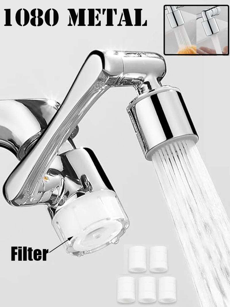 Description Picture 2 of itemNew 1080 Rotating Kithcen Faucet Extender with Filter 2 Modes Tap Aerator Splash Basin Swivel Robotic Arm Faucets Extension