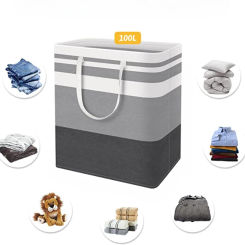 Large Laundry Basket 100L Waterproof,Collapsible Tall Clothes Hamper with Extended Handles for Clothes Toys in the Dorm,Family