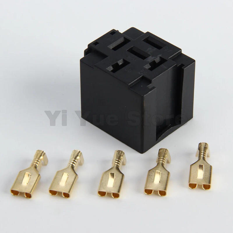Description Picture 3 of item1Set Car Auto Vehicle 5 Pin Relay Socket Holder with 6.3mm Copper Terminal