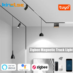 Zigbee Dimmable Magnetic Track Pendant Light LED WiFi Tuya Corner Lamp Smart Speaker Voice Control Rail Right Angle Floodlight