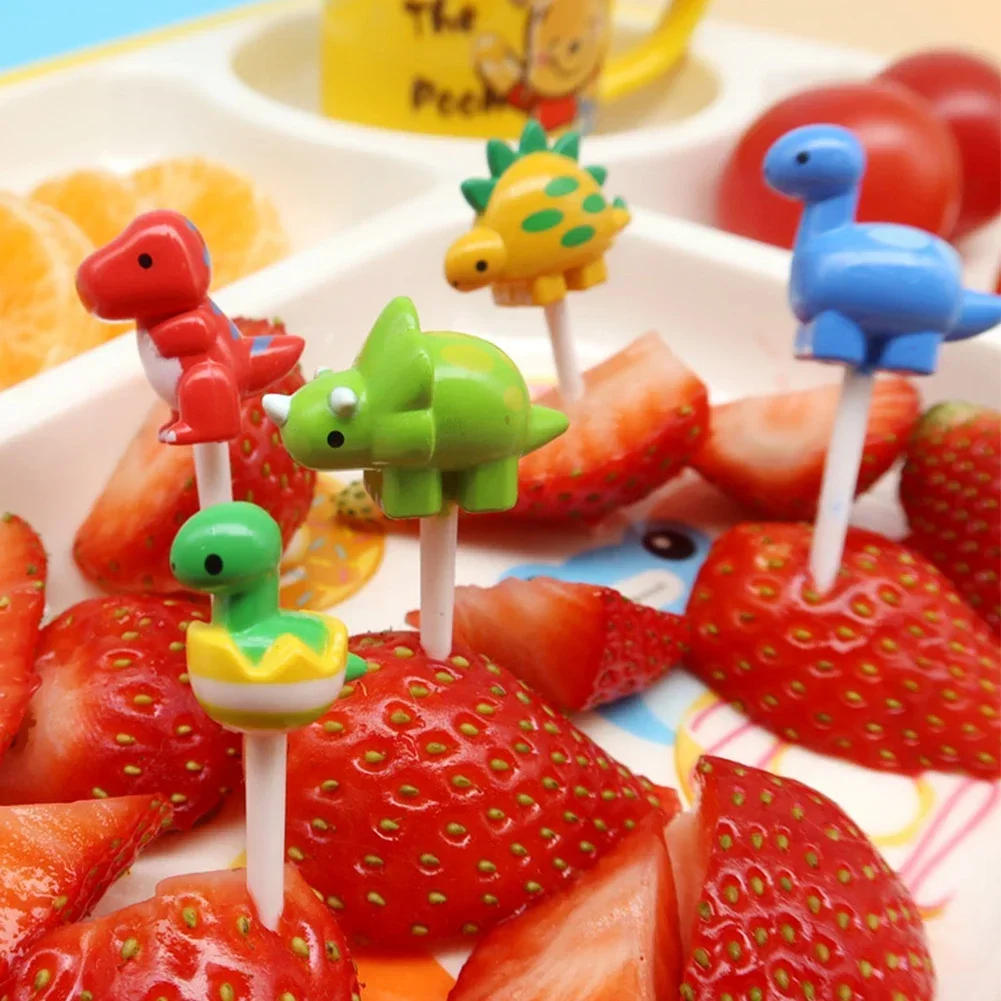Description Picture 5 of itemDinosaur Food Picks for Kids Children Mini Fruit Forks Cute Animal Snack Dessert Toothpicks Toddler Lunch Box Decor Accessories