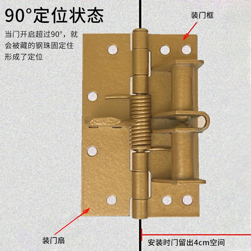 Description Picture 2 of item4 Inch Hidden Door Closer 90 Degrees Positioning Soft Close Spring Hinge Stopper For Screen Door Cabinet Furniture Hardware