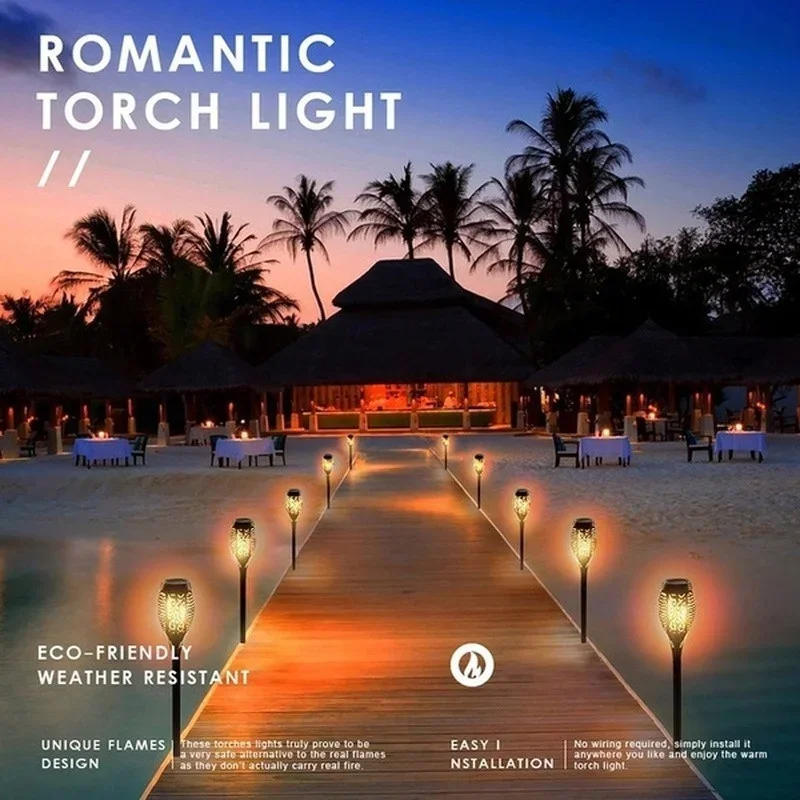 Description Picture 6 of item1/2/4/6/8/10/12Pcs Solar Flame Torch Light Flickering Light Waterproof Garden Decoration Outdoor Lawn Path Yard Patio Floor Lamp