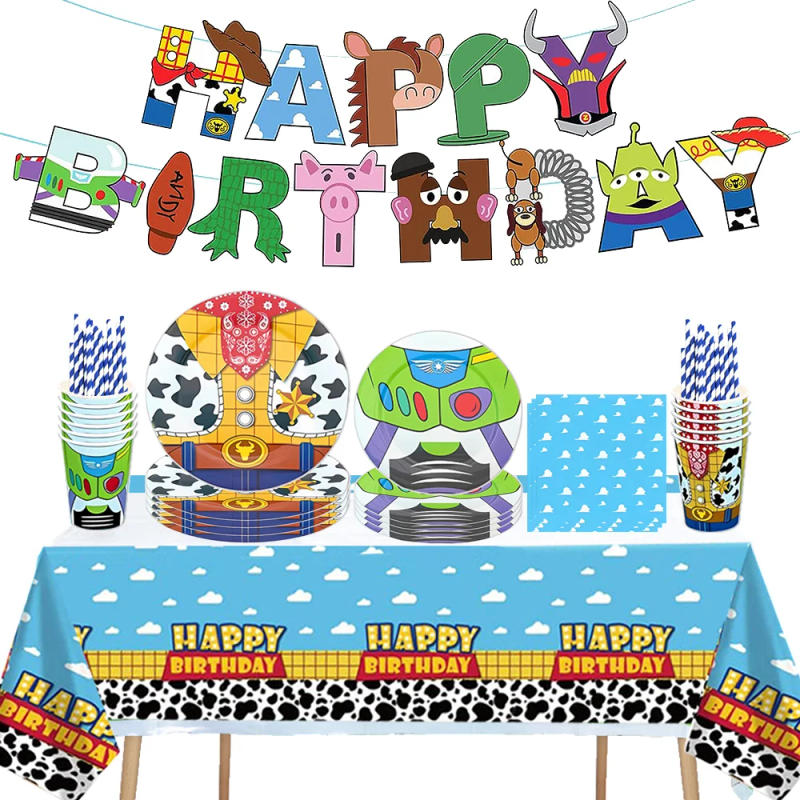 Description Picture 3 of itemToy Story Decoration Kids Party Favors Plates Children Girls Birthday Blue Sky White Clouds Balloons Party Supplies Baby Shower