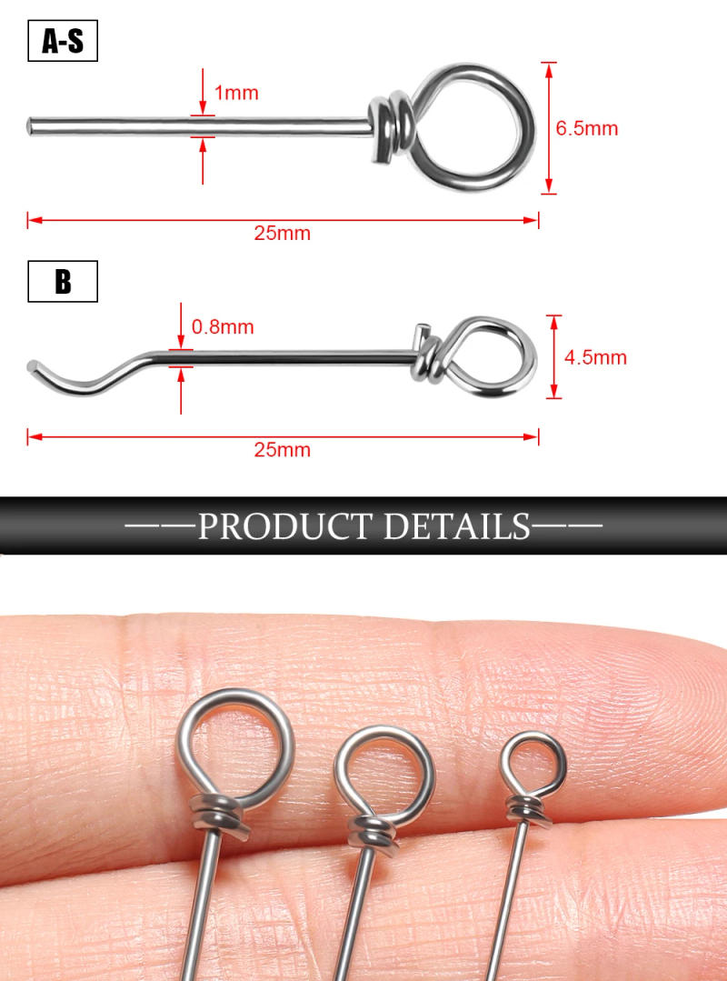 Description Picture 4 of itemRosewood Fishing Bait Stinger Spike Hook Connecting Pin Needle Soft Lure Fixed Lock Steel Wire Fishing Accessories Tools 100pcs