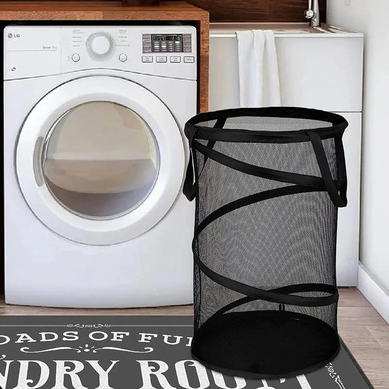 Description Picture 5 of itemDirty Laundry Sorting Basket Collapsible & Portable Mesh Design Bathroom Cloth Mesh Storage Bag Large laundry Basket