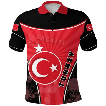 Summer New 3D Turkey National Flag Emblem Printing Polo Shirt Turkey Coat Of Arms Graphic Polo Shirts Harajuku Clothing Polo Top