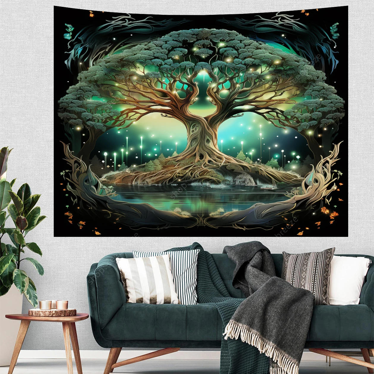 Description Picture 2 of itemTrippy Psychedelic Tree Of Life Tapestry Wall Hanging Room Decor Aesthetic Wishing Tree Large Mandala Witchcraft Boho Tapestries