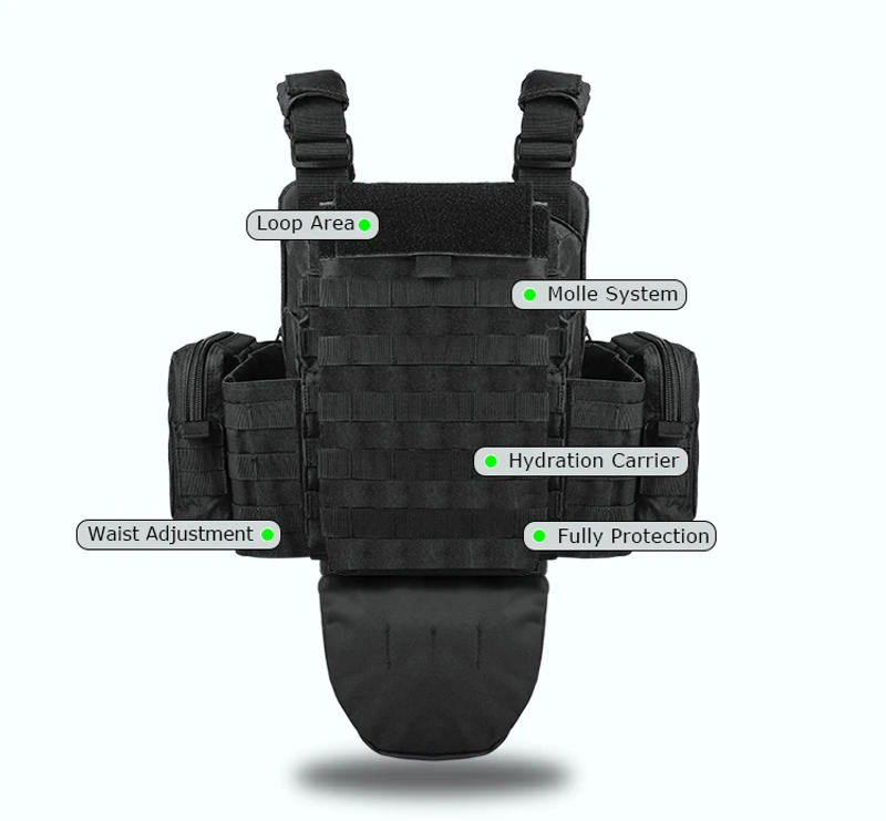Description Picture 4 of itemYAKEDA Plate Carrier  Camouflage Molle Magazine Pouches Hunting Fully Protection Tactical Vest With Hydration Carrier Bag