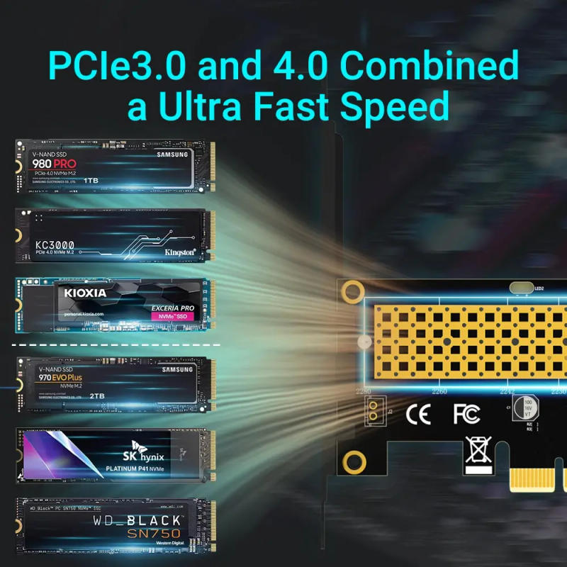 Description Picture 5 of itemJEYI M.2 NVME SSD to PCIE X1 Adapter Card, 2280 SSD PCIe 3.0 4.0 Expansion Card for Desktop PC, PCI-E GEN4 16Gbps Full Speed SK1