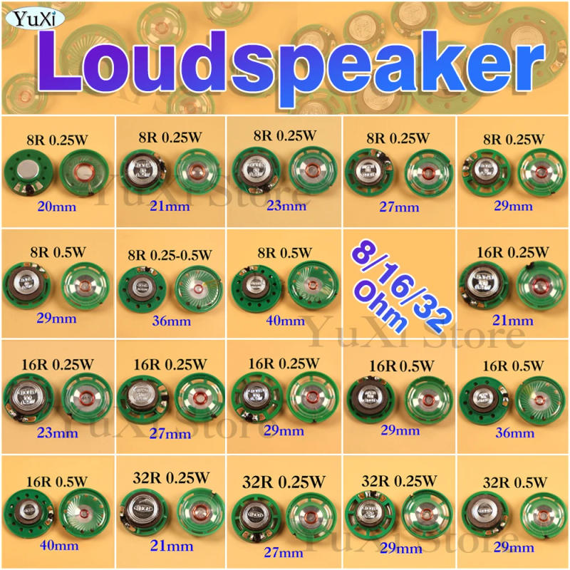 Description Picture 2 of item2Pcs 0.5W 0.25W 8R 16R 32R Horn Loudspeaker 8 Ohm 16 Ohm 32 Ohm Speaker Diameter 20mm 21mm 23mm 27mm 29mm 36mm 40mm Loud Speaker