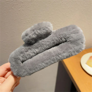 Colorful Plush Hair Claw Winter Imitation Fur Hair Clip Women Girls Barrette Crab Hairpin