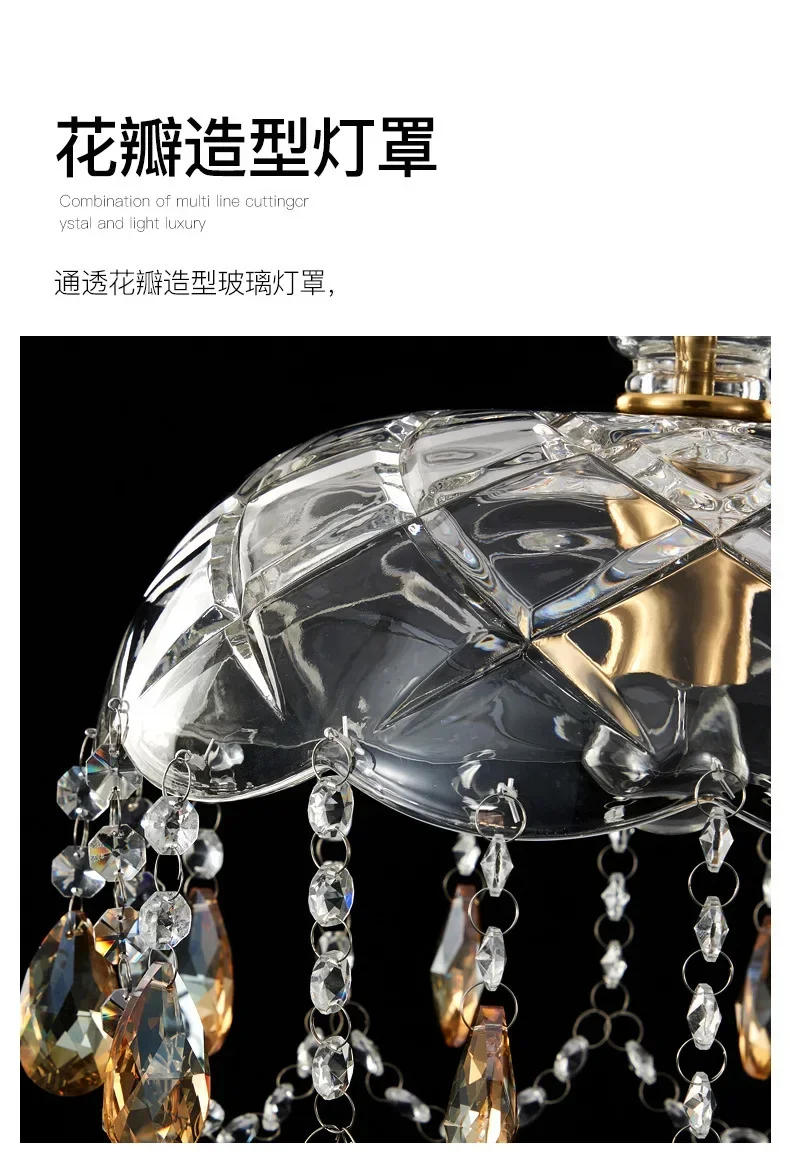 Description Picture 3 of itemRetro American Chandelier Indoor Luxury Decorative Crystal Porch Lighting Led Ceiling Lamp Bedroom Dining Room Hanging   люстра