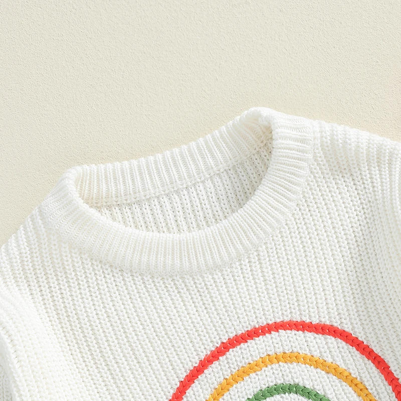 Description Picture 5 of itemBaby Girl Birthday Sweater Rainbow Embroidery Long Sleeve Pullover Crew Neck Tops for Fall Winter