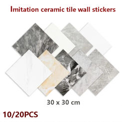 30*30cm Imitation Tile 3D Marble Kitchen Waterproof Self-adhesive Wall Sticker Wall Decor Bathroom Moisture-proof Wallpaper