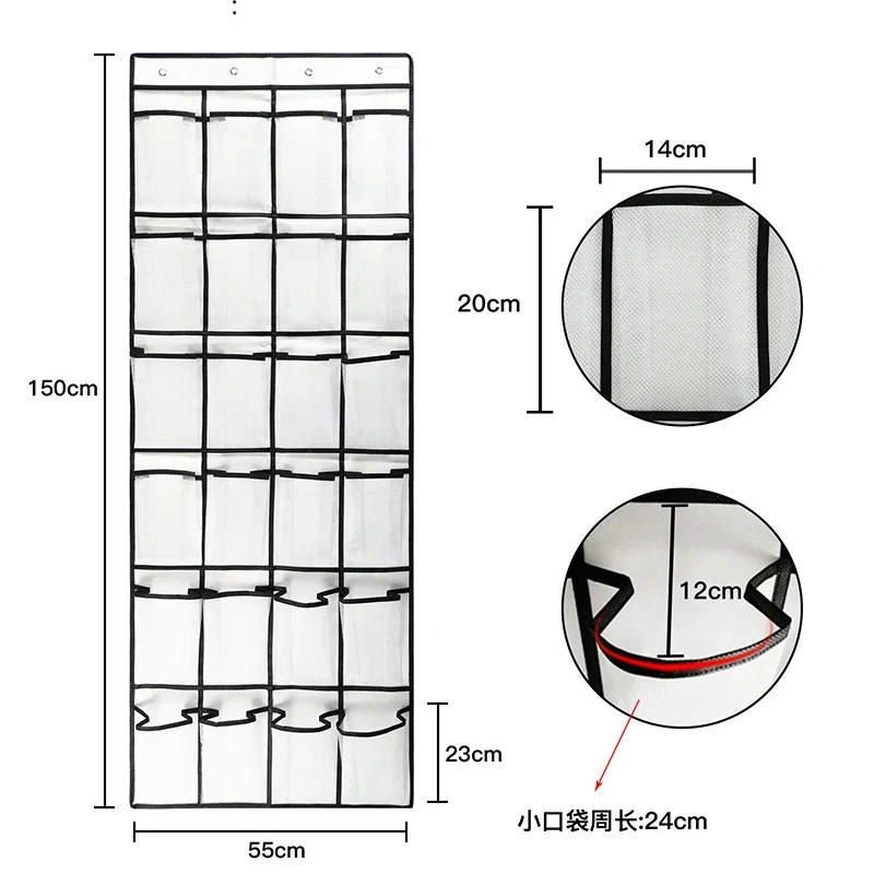 Description Picture 6 of item24 Pocket Over The Door Shoe Organizer Storage Bag For Shoes Sturdy Hanging Closet Rack Space-Saving Home Storage Solution