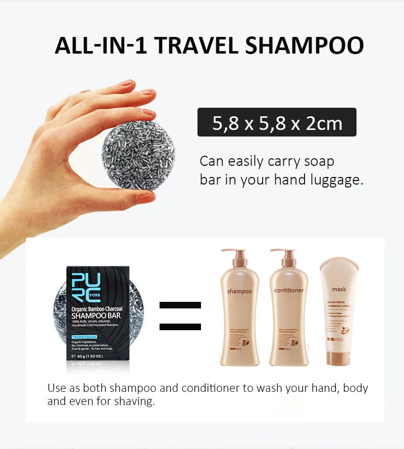 Description Picture 5 of itemPURC Natural Organic Soap Hair Darkening Handmade ShampooBar Repair Gray White Hair Color Dye Face Hair Body Conditioner Shampoo
