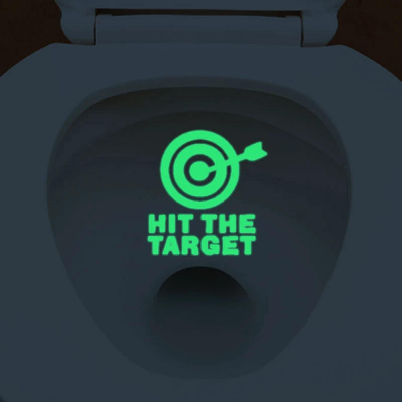 Description Picture 3 of itemLuminous Toilet Stickers Hit The Target Funny Signs Glow in The Dark Bathroom Wall Art Sign Decor Removable for Home Restroom