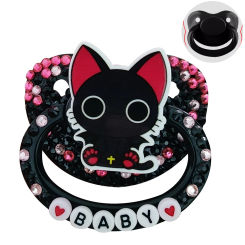 DDLG Cute Black Cart Design Adult Silicone Pacifier for Stress Relief Silicone Soother Pacifiers For Autisms
