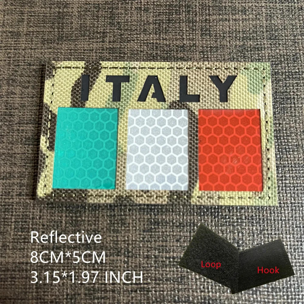 Description Picture 4 of itemItalian Patch Embroidered Flag Italia Reflective Armband Badge Garment Patch Embroidery Hook Loop Military Italy G.I.S
