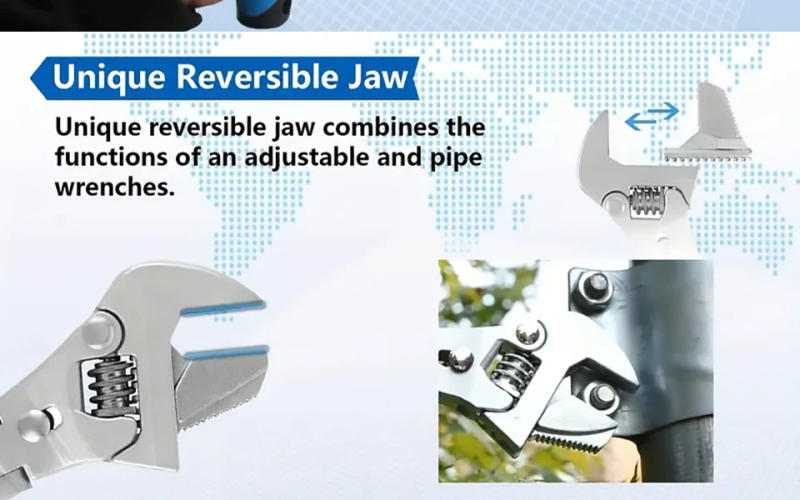 Description Picture 5 of item10 Inch Adjustable Wrench Torque Ratchet Wrench 180 Degree Folding Spanner Hand Tools for Plumbing Auto Repair Home Maintenance