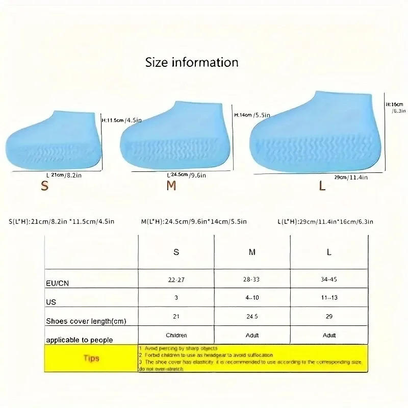 Description Picture 4 of itemShoe Waterproof Cover 1 Pair of Outdoor Rubber Rain Boot Covers Silicone Waterproof Shoe Covers Rainy Day Shoe Covers Shoes Gear