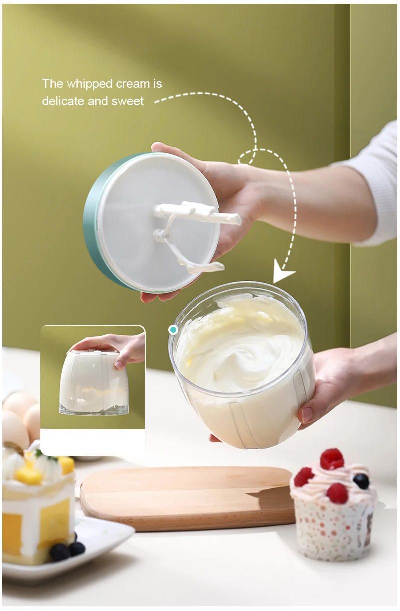 Description Picture 2 of itemHousehold Automatic Whisk Electric Milk Frother Whipped Cream Mixer USB Rechargeable Food Blender Whisk Wireless Stand Mixer